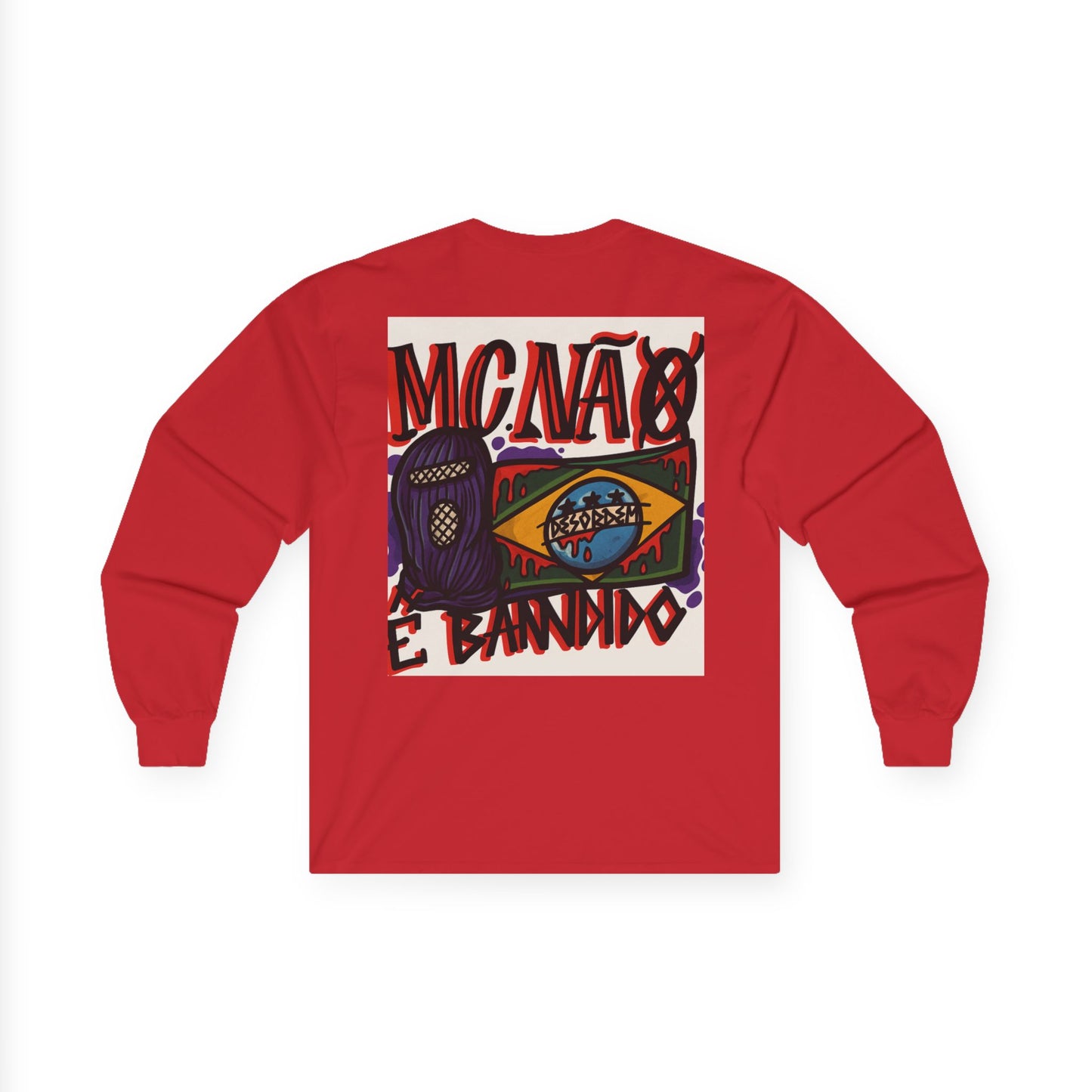 Stylish Long Sleeve Tee for Urban Vibes | MC NÃO É BANDIDO : ( COLEÇÃO : CONTRA O SISTEMA)