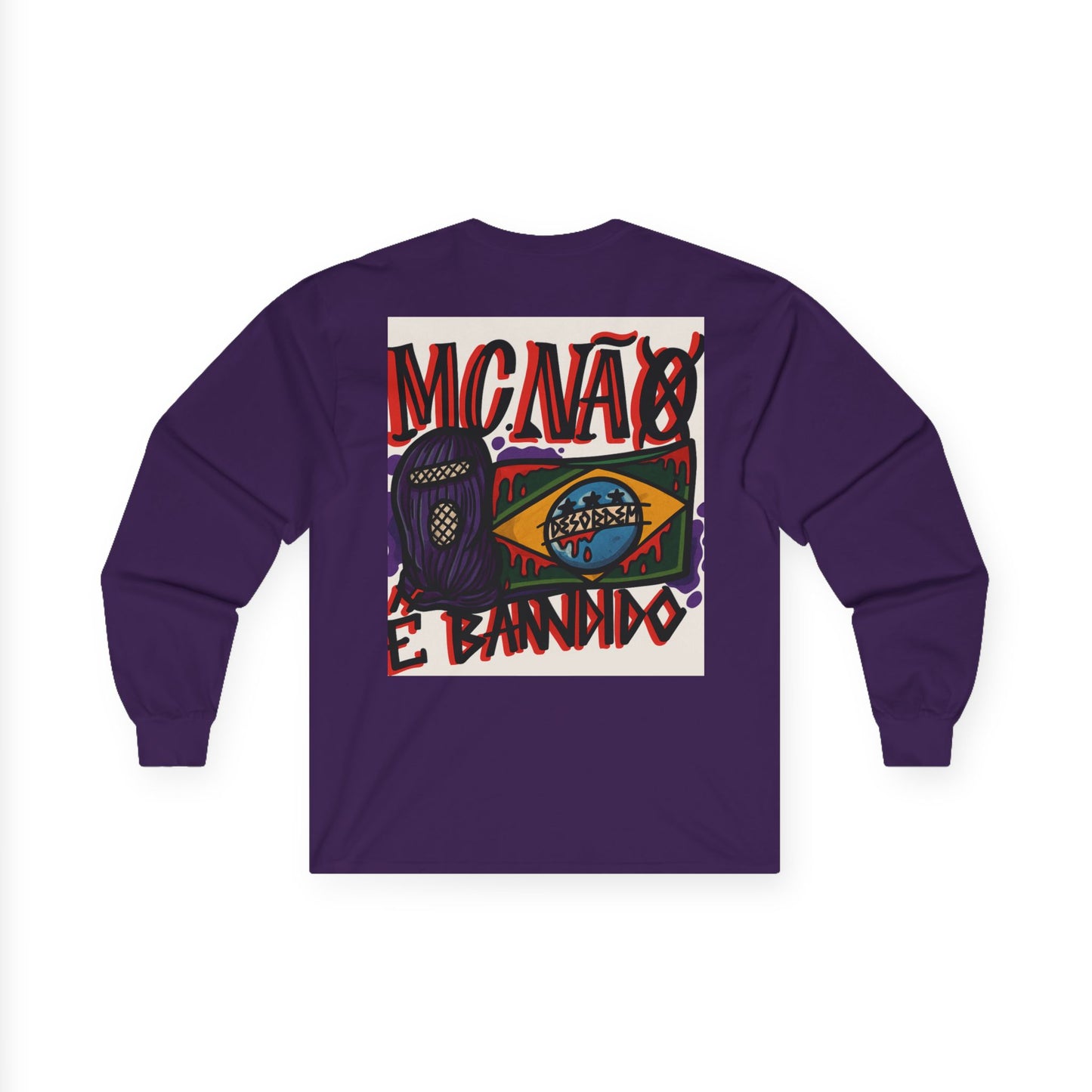Stylish Long Sleeve Tee for Urban Vibes | MC NÃO É BANDIDO : ( COLEÇÃO : CONTRA O SISTEMA)