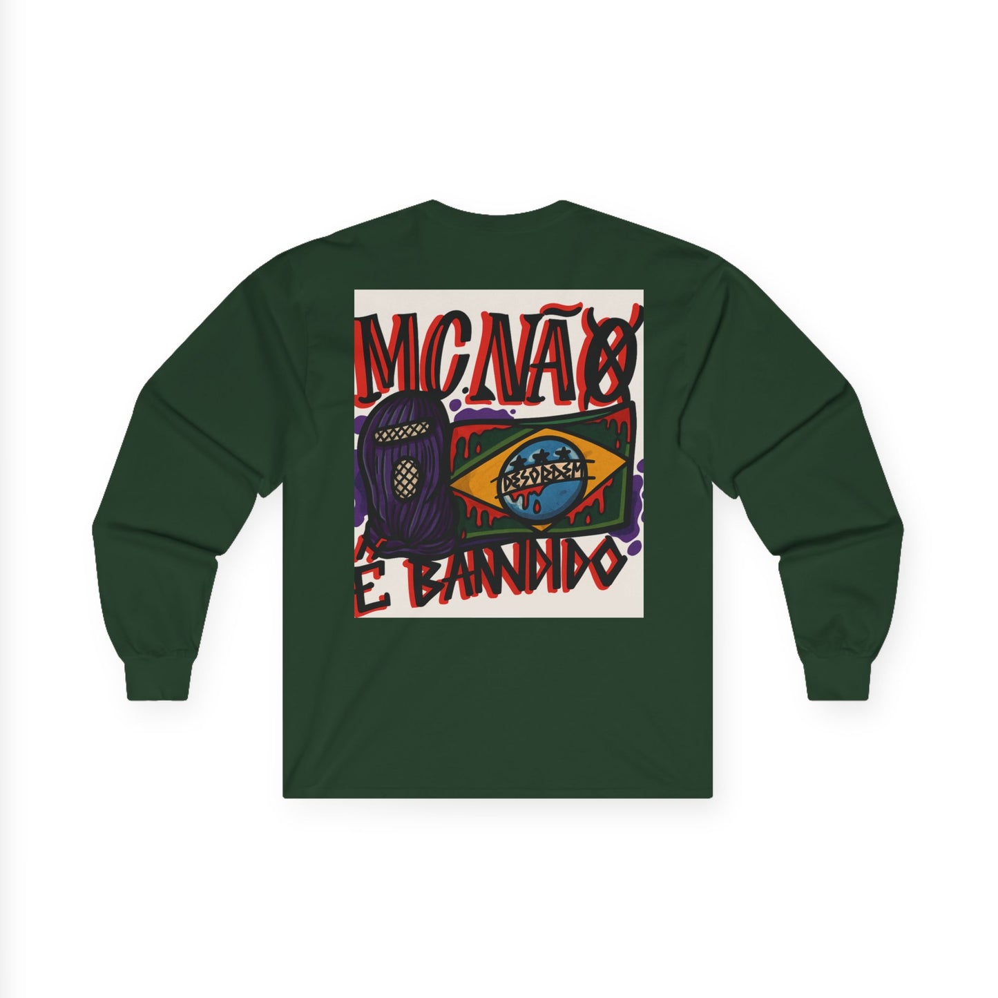 Stylish Long Sleeve Tee for Urban Vibes | MC NÃO É BANDIDO : ( COLEÇÃO : CONTRA O SISTEMA)