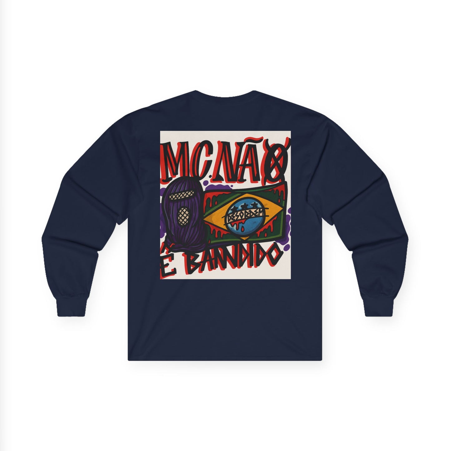 Stylish Long Sleeve Tee for Urban Vibes | MC NÃO É BANDIDO : ( COLEÇÃO : CONTRA O SISTEMA)
