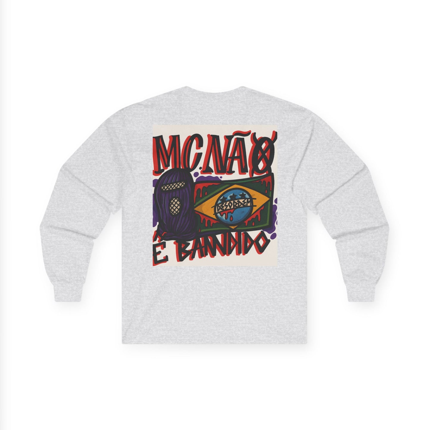 Stylish Long Sleeve Tee for Urban Vibes | MC NÃO É BANDIDO : ( COLEÇÃO : CONTRA O SISTEMA)