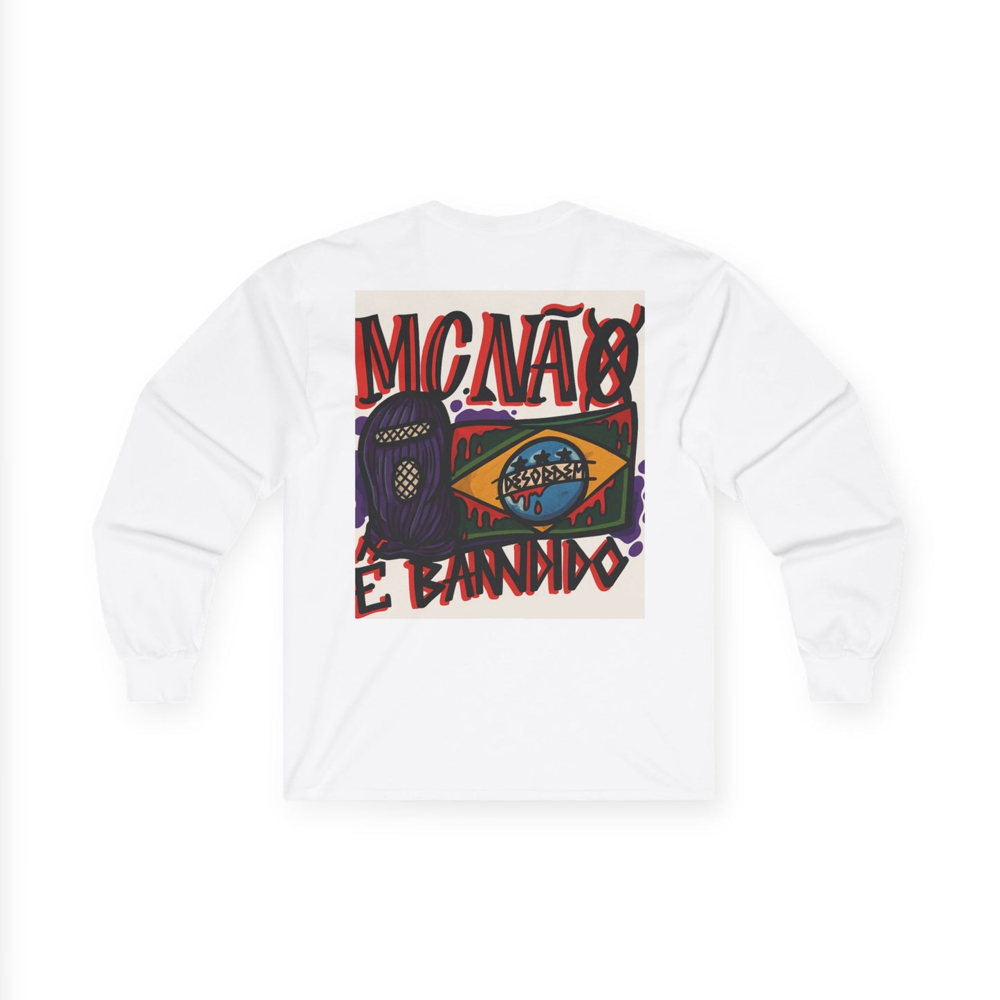 Stylish Long Sleeve Tee for Urban Vibes | MC NÃO É BANDIDO : ( COLEÇÃO : CONTRA O SISTEMA)