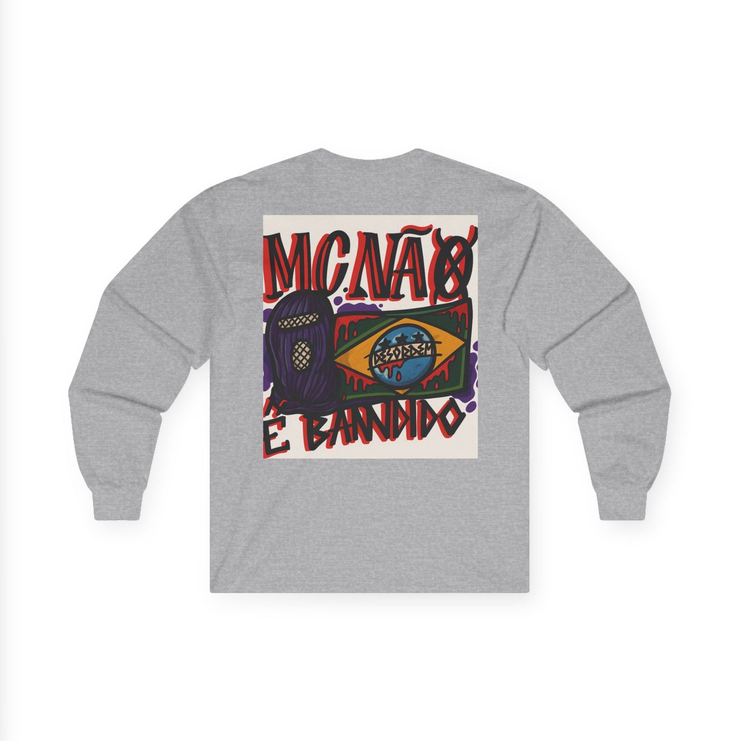Stylish Long Sleeve Tee for Urban Vibes | MC NÃO É BANDIDO : ( COLEÇÃO : CONTRA O SISTEMA)