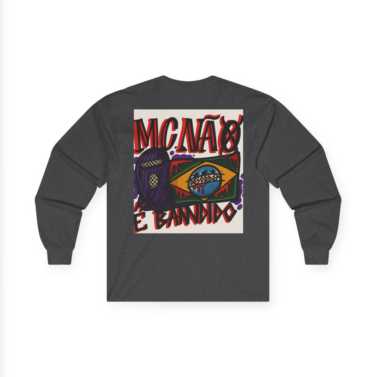 Stylish Long Sleeve Tee for Urban Vibes | MC NÃO É BANDIDO : ( COLEÇÃO : CONTRA O SISTEMA)